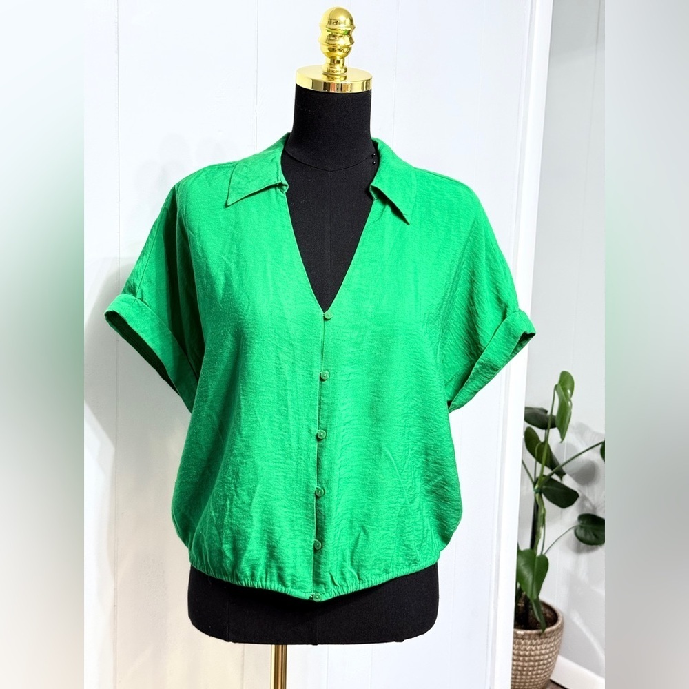 #1)  Worthington Vibrant Green Button-Down Shirt